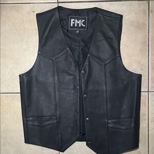 Men's Black Western Style Leather Vest